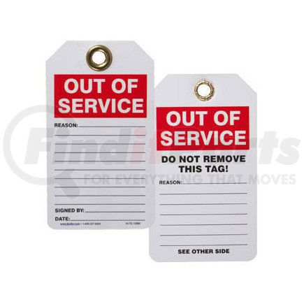 13990 by JJ KELLER - Safety Tag - Self-Laminating Plastic - Out of Service - 3-3/8" x 5-7/8", sold in units of 10