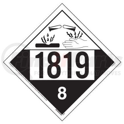 14687 by JJ KELLER - 1819 Placard - Class 8 Corrosive - 176 lb Polycoated Tagboard