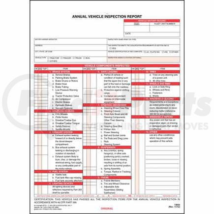 14834 by JJ KELLER - Annual Vehicle Inspection Report, 3-Ply, Carbonless - Personalized - 3-ply, carbonless
