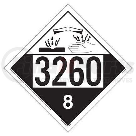 14933 by JJ KELLER - 3260 Placard - Class 8 Corrosive - 4 mil Vinyl Removable Adhesive