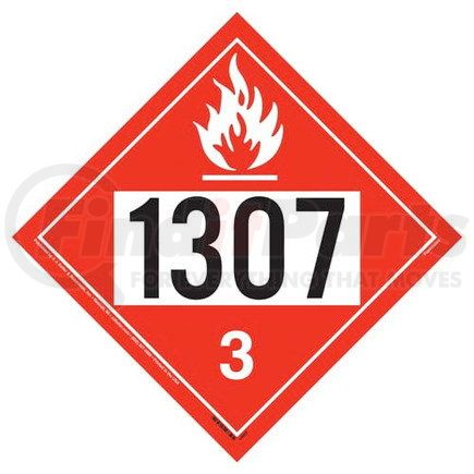 14937 by JJ KELLER - 1307 Placard - Class 3 Flammable Liquid - 4 mil Vinyl Removable Adhesive