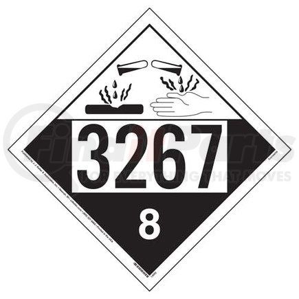 14941 by JJ KELLER - 3267 Placard - Class 8 Corrosive - 4 mil Vinyl Removable Adhesive