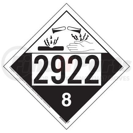 14938 by JJ KELLER - 2922 Placard - Class 8 Corrosive - 4 mil Vinyl Removable Adhesive