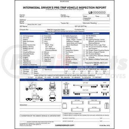 15156 by JJ KELLER - Intermodal Driver's Vehicle Inspection Report with Illustrations - Pre-Trip - 2-ply, carbonless, book format, 8-1/2" x 11"