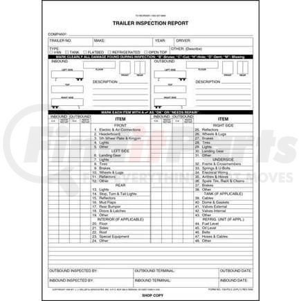 1980 by JJ KELLER - Trailer Inspection Report, 3-Ply, Snap-Out Format - Stock - 3-ply, snap-out format