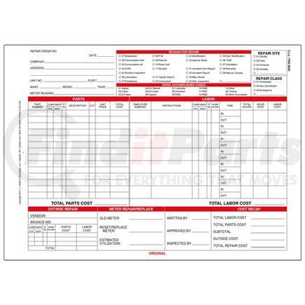 2008 by JJ KELLER - Garage Repair Order with Work and Assembly Codes - Carbon - 3-ply, snap-out, with carbon, 8-1/2" x 11-3/4"