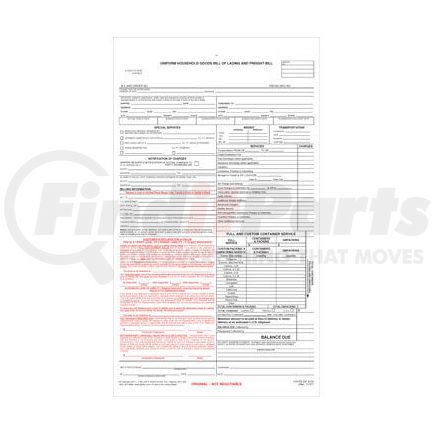 2131 by JJ KELLER - Uniform Household Goods Bill Of Lading and Freight Bill - Snap-out format, carbon interleaf, 8-1/2" W x 14-3/4" L