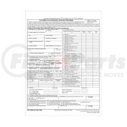 2163 by JJ KELLER - Household Goods Form - Statement of Accessorial Services (For Non-SIT Deliveries) - For Non-SIT Deliveries