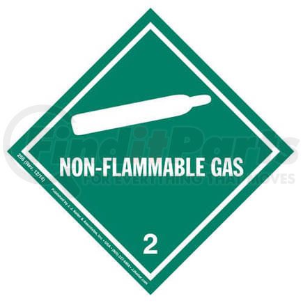255 by JJ KELLER - Class 2 Non-Flammable Gas Labels - Paper, Single Sheet (2 Labels/Sheet)