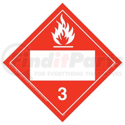 2711 by JJ KELLER - Class 3 Flammable Liquid Placard - Blank - Blank, 20 mil Polystyrene, Unlaminated