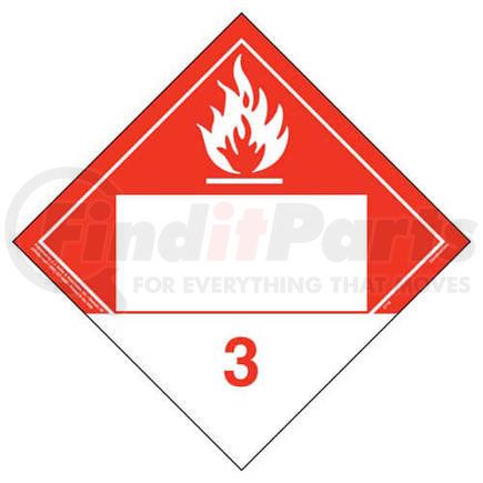 2721 by JJ KELLER - Class 3 Combustible Liquid Placard - Blank - Blank, 4 mil Vinyl Removable Adhesive