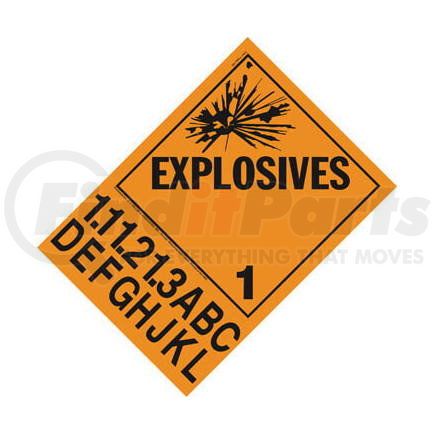 2634 by JJ KELLER - Division 1.1A-1.3L Explosives Placard - Worded - 4 mil Vinyl Permanent Adhesive