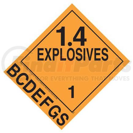 2652 by JJ KELLER - Division 1.4B-1.4S Explosives Placard - Worded - 4 mil Vinyl Permanent Adhesive