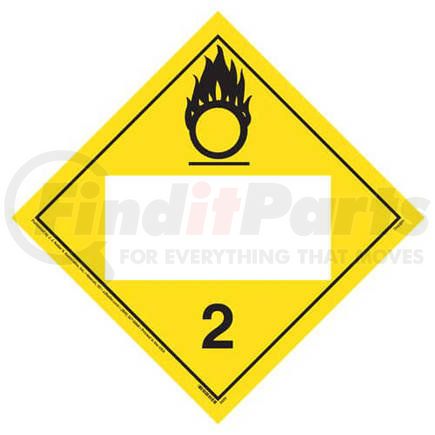 2689 by JJ KELLER - Division 2.2 Oxygen Placard - Blank - Blank, 4 mil Vinyl Removable Adhesive