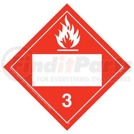 2709 by JJ KELLER - Class 3 Flammable Liquid Placard - Blank - Blank, 176 lb Polycoated Tagboard