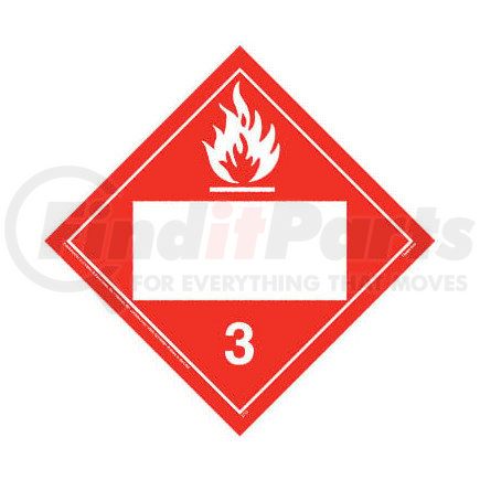 2710 by JJ KELLER - Class 3, Flammable Liquid Placard, Blank, 4 mil, Vinyl Permanent Adhesive