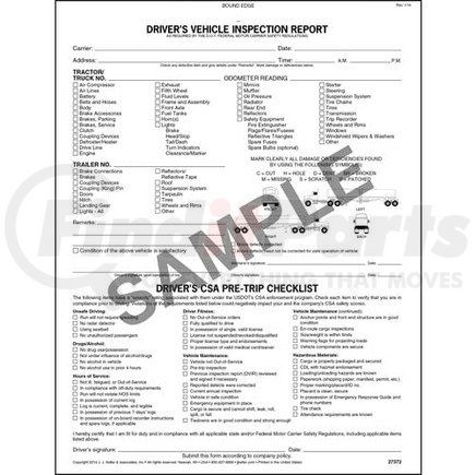 27372 by JJ KELLER - Detailed Driver's Vehicle Inspection Report w/CSA Checklist - Tanker, Book Format - Stock - 2-Ply, Carbonless, Book Format, 8-1/2” x 11”