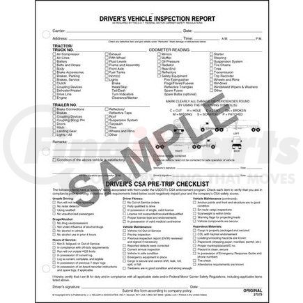 27373 by JJ KELLER - Detailed Driver's Vehicle Inspection Report w/CSA Checklist - Tanker, Snap-Out Format - Stock - 2-Ply, Carbonless, Snap-Out Format, 8-1/2” x 11”