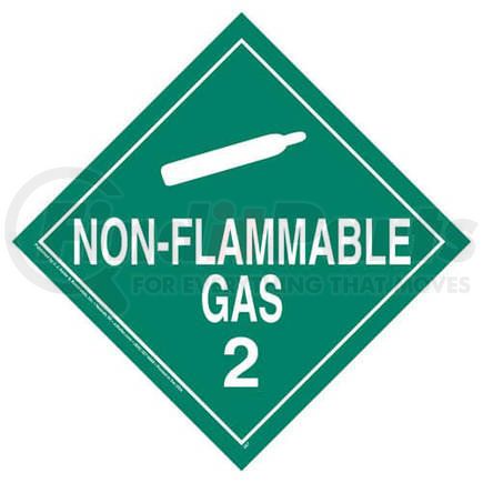 274 by JJ KELLER - Division 2.2 Non-Flammable Gas Placard - Worded - 4 mil Vinyl Removable Adhesive