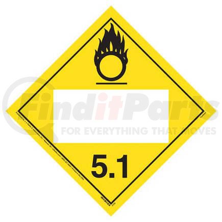 2751 by JJ KELLER - Division 5.1 Oxidizer Placard - Blank - Blank, 4 mil Vinyl Permanent Adhesive