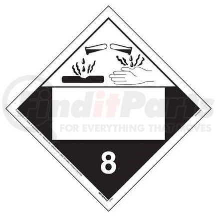 2798 by JJ KELLER - Class 8 Corrosive Placard - Blank - Blank, 176 lb Polycoated Tagboard