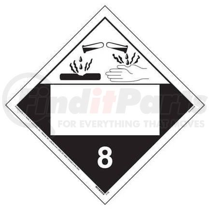 2799 by JJ KELLER - Class 8 Corrosive Placard, Blank, 4 mil, Vinyl Permanent Adhesive