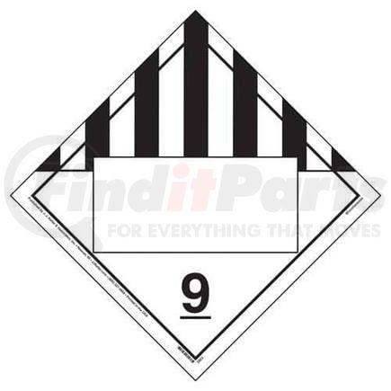 2863 by JJ KELLER - Class 9 Miscellaneous Placard - Blank - Blank, 176 lb Polycoated Tagboard