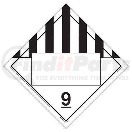 2864 by JJ KELLER - Class 9 Miscellaneous Placard - Blank - Blank, 4 mil Vinyl Permanent Adhesive