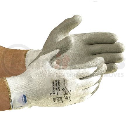 28915 by JJ KELLER - Great White™ Flat-Dip Polyurethane Coated Seamless Knit Dyneema Glove - Large, Sold as 1 Pair