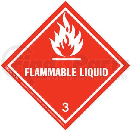 290 by JJ KELLER - Class 3 Flammable Liquid Labels - Paper, 500 Labels/Roll