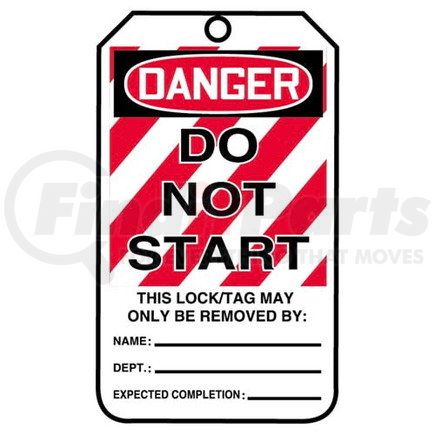 29818 by JJ KELLER - Lockout/Tagout Tag - Danger Do Not Start - 5-Pack Laminate Tags