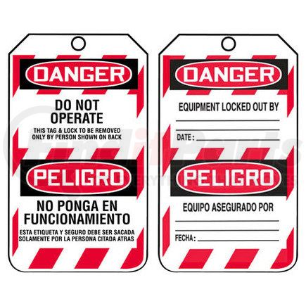 29826 by JJ KELLER - Bilingual Lockout/Tagout Tag - Danger Do Not Operate - 25-Pack Plastic Tags