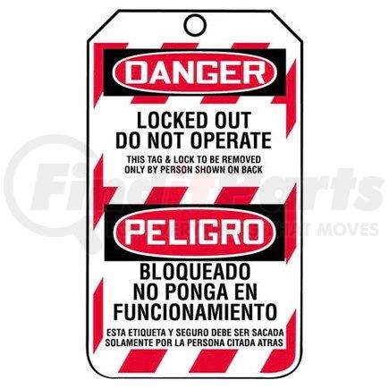29828 by JJ KELLER - Bilingual Lockout/Tagout Tag - Danger Locked Out Do Not Operate - 25-Pack Cardstock Tags