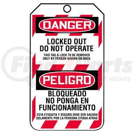 29838 by JJ KELLER - Bilingual Lockout/Tagout Tag - Danger Locked Out Do Not Operate - 25-Pack Plastic Tags