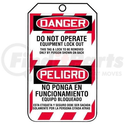 29841 by JJ KELLER - Bilingual Lockout/Tagout Tag - Do Not Operate Equipment Lock Out - 5-Pack Cardstock Tags