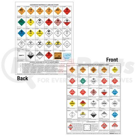 2926 by JJ KELLER - Combined Hazardous Materials Warning Label & Placard Chart - Laminated, 8-1/2" x 11" - Laminated, 2-Sided, 8-1/2" x 11"
