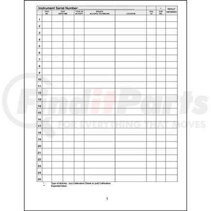 2934 by JJ KELLER - Evidential Breath Testing Device Log Book - Calibration - Calibration