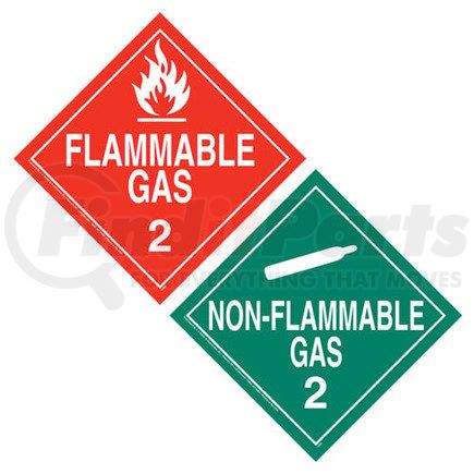 1580 by JJ KELLER - Class 2 Non-Flammable Gas/Flammable Gas Placard - Worded - 20 mil Polystyrene, Laminated