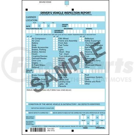 16083 by JJ KELLER - KellerSCAN Driver Vehicle Inspection Report - Detailed DVIR, 2-ply, carbonless, 5-1/2" x 8-1/2"