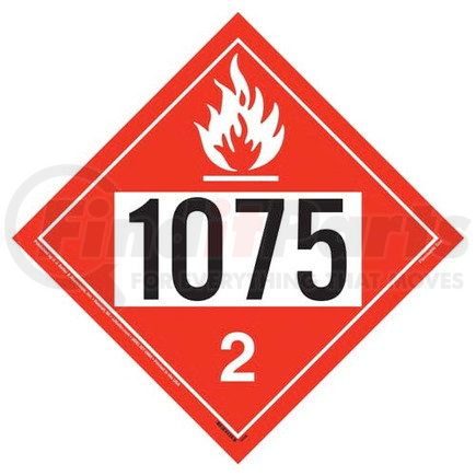 16097 by JJ KELLER - 1075 Placard - Division 2.1 Flammable Gas - .024" Aluminum