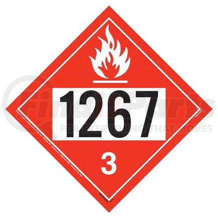 16098 by JJ KELLER - 1267 Placard - Class 3 Flammable Liquid - .024" Aluminum