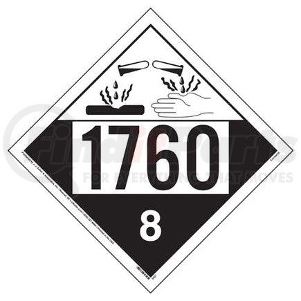 16099 by JJ KELLER - 1760 Placard - Class 8 Corrosive - .024" Aluminum