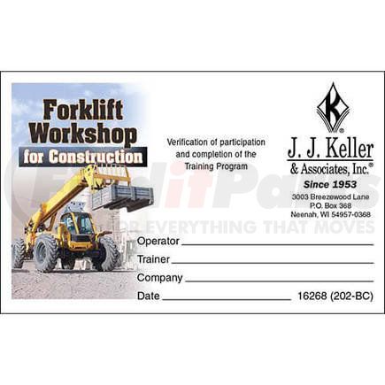 16268 by JJ KELLER - The Forklift Workshop for Construction - Wallet Card - Wallet Card - English