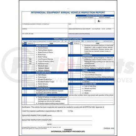 15161 by JJ KELLER - Intermodal Annual Vehicle Inspection Report - 2-ply, carbonless, 8 1/2" W x 11" L