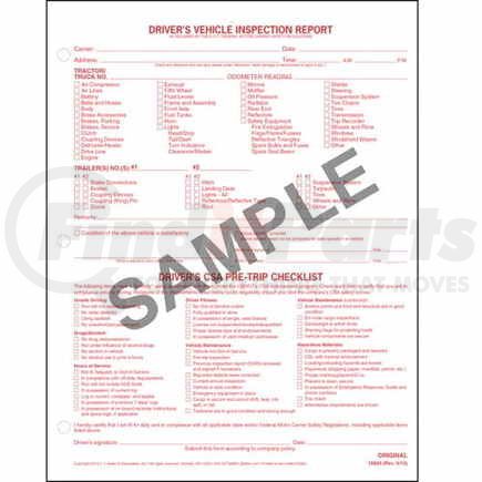 16824 by JJ KELLER - Detailed Driver's Vehicle Inspection Report w/CSA Checklist, Snap-Out Format - Stock - 2-Ply, Carbonless, Snap-Out Format, 8-1/2" x 11-3/4"