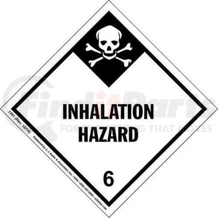 1701 by JJ KELLER - Class 6 Inhalation Hazard Labels - Paper, Single Sheet (2 Labels/Sheet)