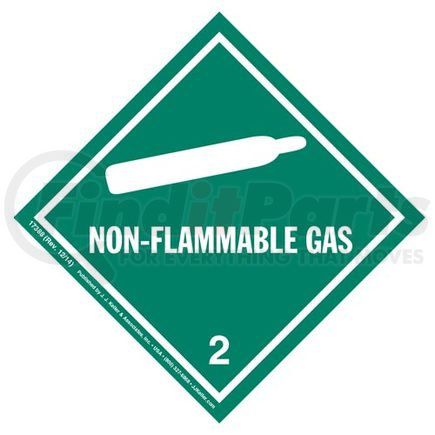 17388 by JJ KELLER - Class 2 Non-Flammable Gas Labels - Poly, 500 Labels/Roll