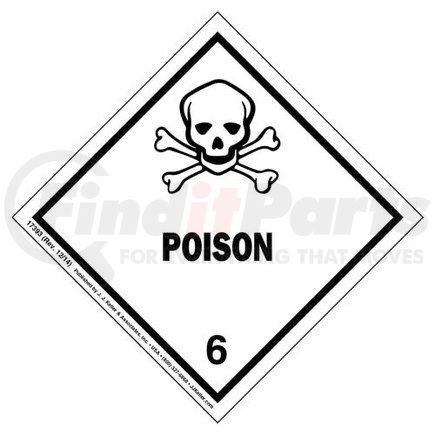 17393 by JJ KELLER - Class 6 Poison Labels - Poly, 500 Labels/Roll