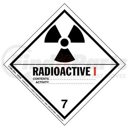 17396 by JJ KELLER - Class 7 Radioactive I Labels - Poly, 500 Labels/Roll
