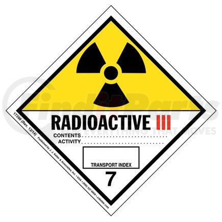 17398 by JJ KELLER - Class 7 Radioactive III Labels - Poly, 500 Labels/Roll